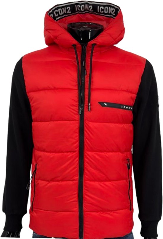ICON2® Vest Heren - Tussenjas Heren - Lichtgewicht Heren Jas - Cadeau voor Hem - Met Capuchon - 2 Zakken met Ritssluiting - Rood - Maat M