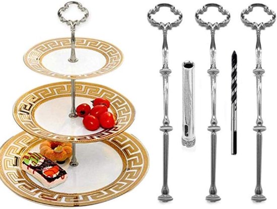Set van 3 metalen stangen etagères voor taarten cupcakes macarons donutmuffin en fruit
