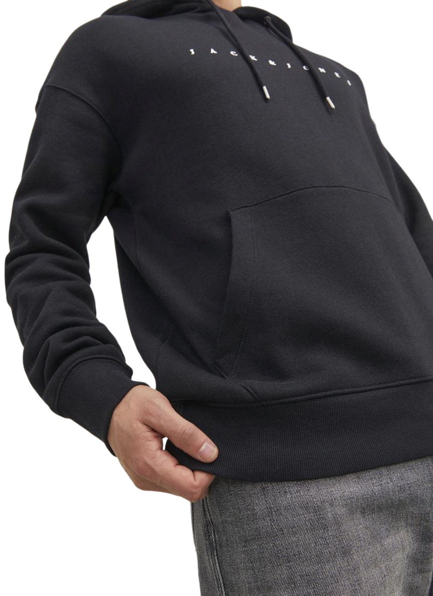 JACK & JONES Star jj sweat hood regular fit - heren hoodie katoenmengsel met capuchon - zwart — afbeelding 18