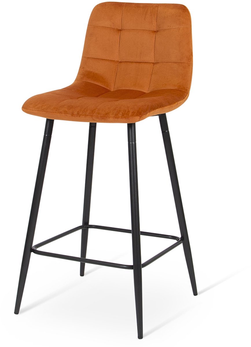 Milton & Oldbrook Velvet Lage Barkruk Berlin Roest Oranje
