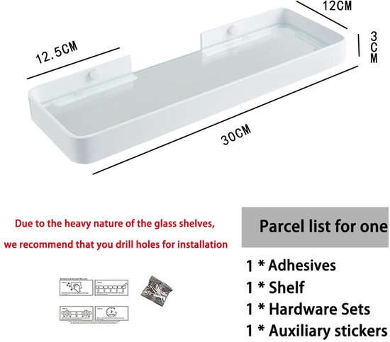 Gehard Glas Badkamer Plank Aluminium Opbergrek Rechthoekig Zilver Zand Gespoten Wandmontage-1_Tier__30cm Gehard Glas Badkamer Plank Aluminium Opbergrek Rechthoekig Zilver Zand Gespoten Wandmontage-1_Tier__30cm