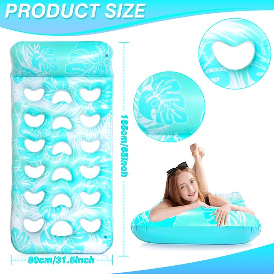 Unyqoos® Opblaasbare Water Hangmat voor Zwembad - Comfortabele Lounge Ligstoel met Kussen voor Volwassenen en Kinderen 170x80 cm van Merkloos — afbeelding 2