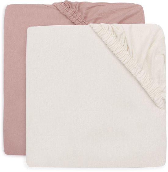 Jollein Hoeslaken Ledikant - 60x120cm - Jersey - Wild Rose/Ivory