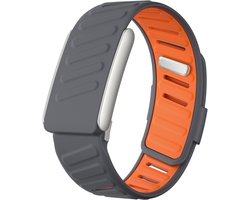 Strap-it Sport siliconen bandje met druksluiting - geschikt voor Whoop 5.0 (donkergrijs/oranje)