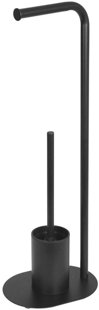Aqualine Samba - Vrijstaande toiletrolhouder met wc-borstel, zwart SB236