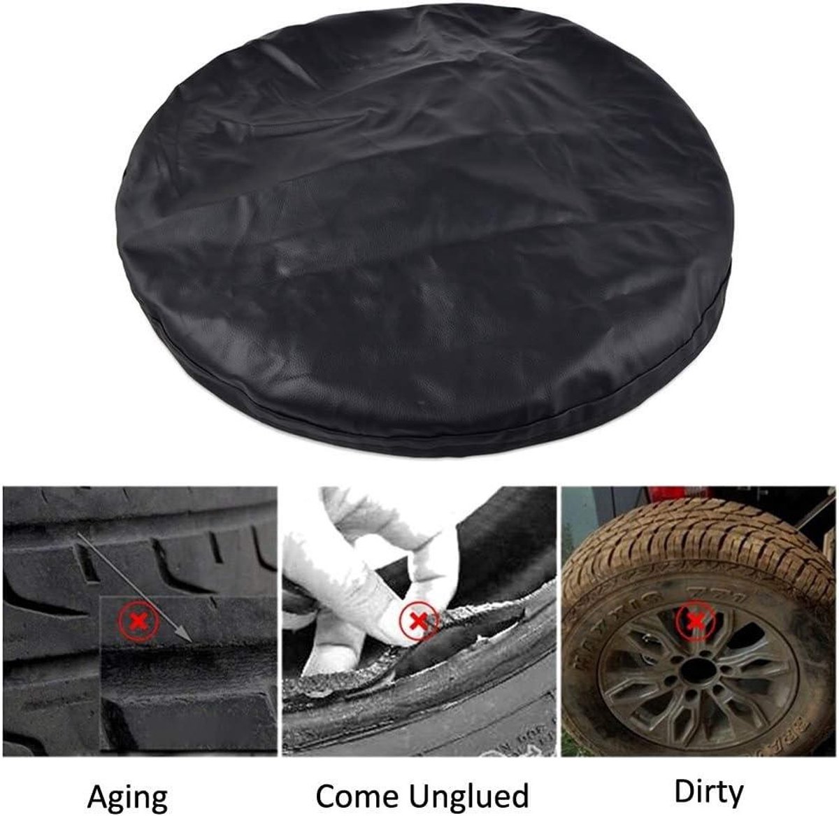 JGS Premium - Universeel Zilver Reservewielhoes 15 inch - PVC Waterdichte Bescherming - Geschikt voor Alle Diameter (70cm-75cm/28"-29") - Trailer Auto