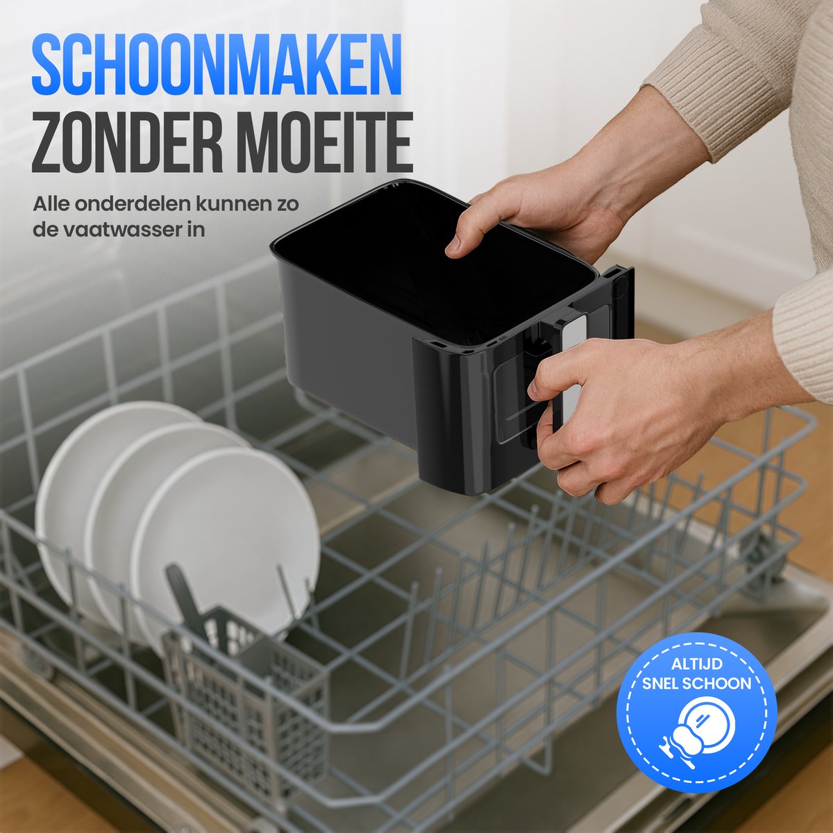 Strex Airfryer XXL - 10L - 2500W - Heteluchtfriteuse - Dubbele Airfryer - 50ºC tot 200ºC - 10 Kookprogramma's - Zwart — afbeelding 6