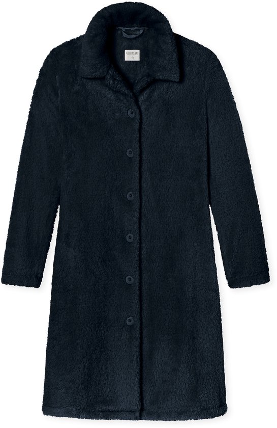 SCHIESSER dames badjas, kort model, dun badstof, donkerblauw