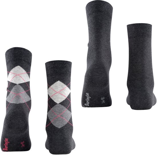 Burlington Everyday 2-Pack gedessineerd katoen multipack sokken dames grijs - maat 36-41