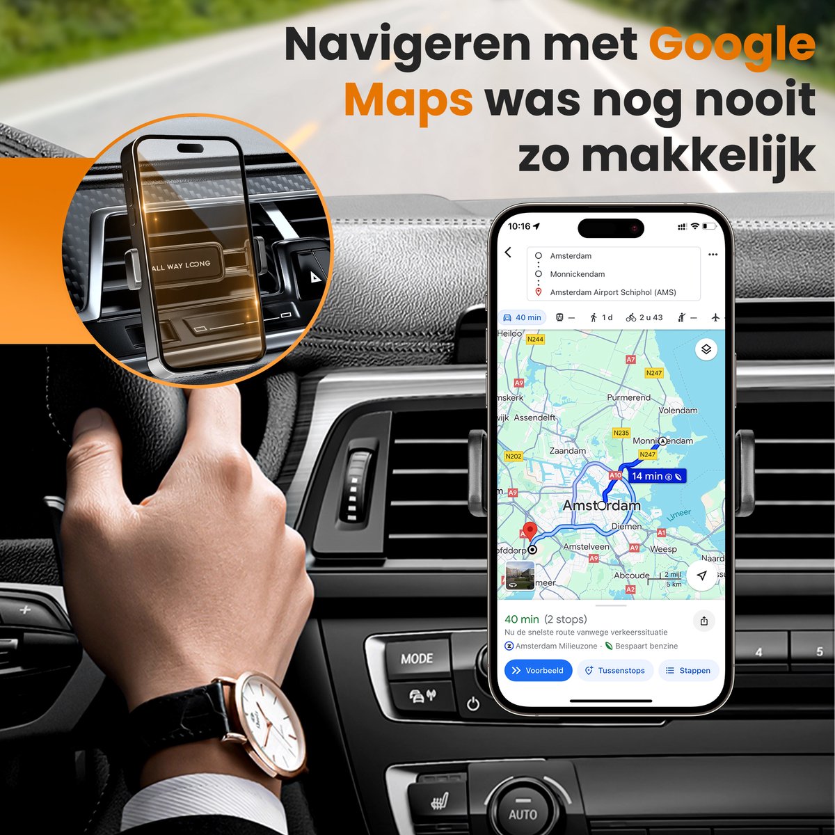 Telefoonhouder Auto Ventilatie - GSM Houder Auto - Telefoonhouders Auto Ventilatierooster - Mobiel Houder Auto - Phone Holder Car - Universeel - Zwart — cadeau in Gadgets - foto 3