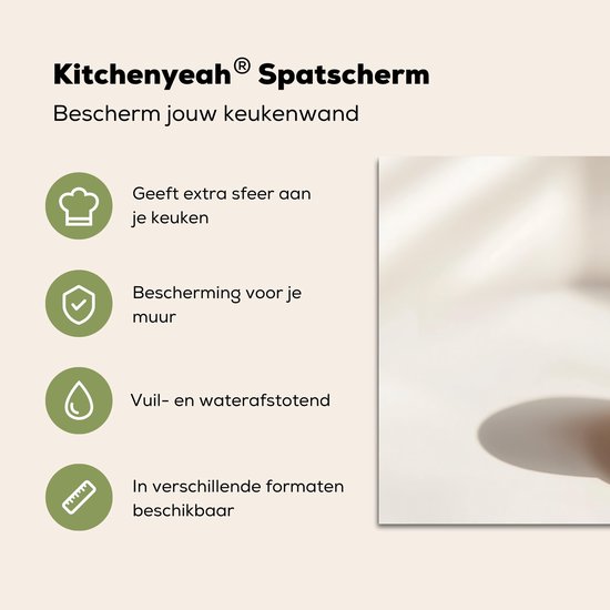 Spatscherm keuken 80x40 cm - Kookplaat achterwand Cappuccino - Schuim - Schotel - Beige - Muurbeschermer - Spatwand fornuis - Hoogwaardig aluminium