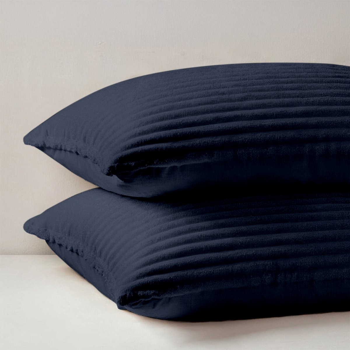 Zydante® Dekbedovertrek Teddy Rib - 200x220 cm - Blauw - met 2 Kussenslopen