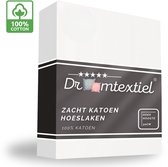 Droomtextiel Zacht Katoenen Hoeslaken Wit - 140x200 cm - Hoge Hoek - Perfecte Pasvorm - Heerlijk Zacht