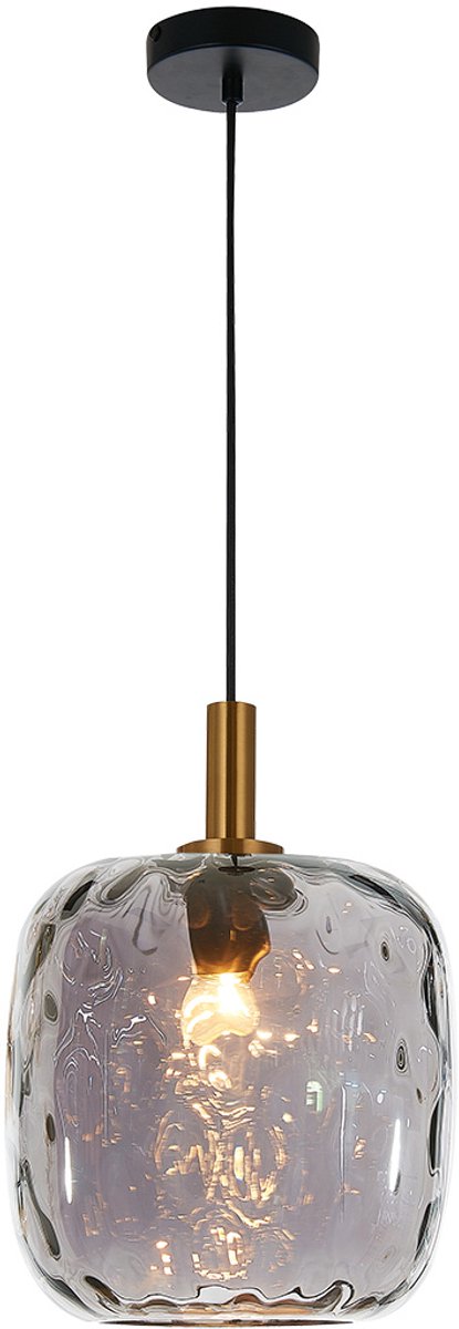 Fantasia Astrid hanglamp medium E27 zwart, asgrijs glas