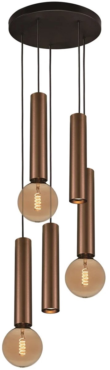 Fantasia Taboron hanglamp 5-lichts zwart en geborsteld brons