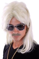 KIMU Mullet Pruik Licht Blond Matje - New Kids 80's Rocker Redneck Eighties Festival