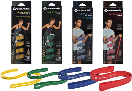Schildkröt fitness weerstandsband medium 20-30kg premium latex blauw. van Schildkröt-Fitness — afbeelding 5