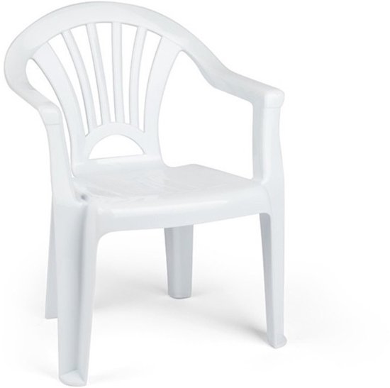Plasticforte Tuinstoelen en tafel set voor kinderen - kunststof - wit - met 4x stoelen - buiten/binnen van Merkloos — afbeelding 2