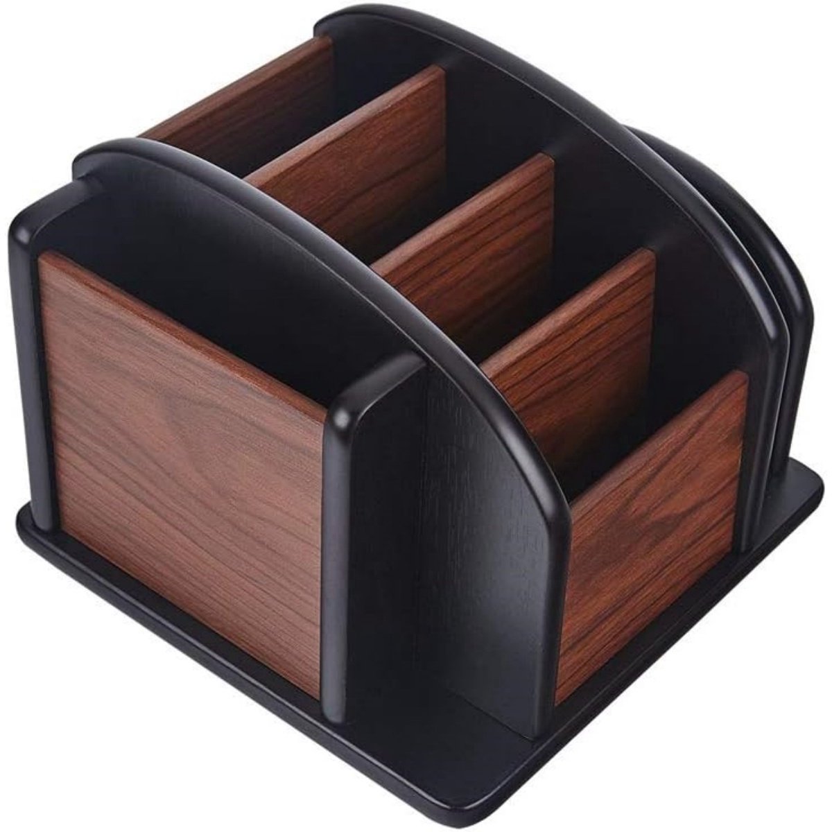 EXCITAT Opbergdoos - Opbergbox - Afstandsbedieninghouder - Houten draaibare opbergdoos - 6 compartimenten - Voor bureaus