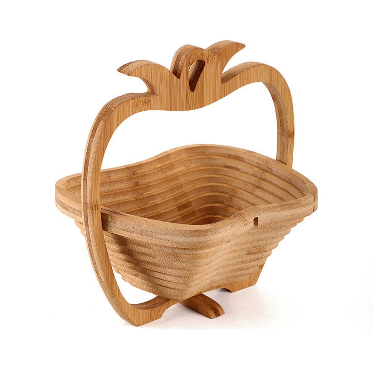 CHIWIN Fruitschaal - Opvouwbare Bamboe Fruitmand – 3-in-1 Fruitschaal, Onderzetter & Snijplank – Ruimtebesparend Design met Draaibare Bodem – Ananas Vorm – Natuurlijke Antibacteriële Keuken Organizer