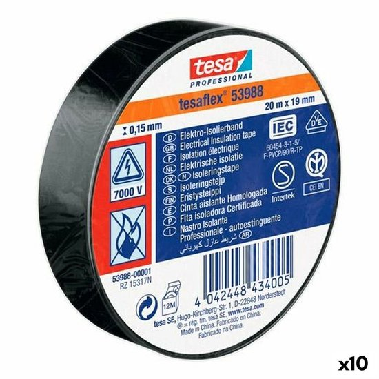 Isolatietape TESA Zwart PVC (10 Stuks) | bol
