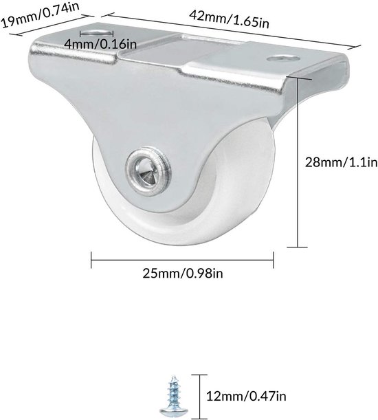 YSDMY Transportwielen Klein 8 Stuks Meubelwielen 25 mm Wielen voor