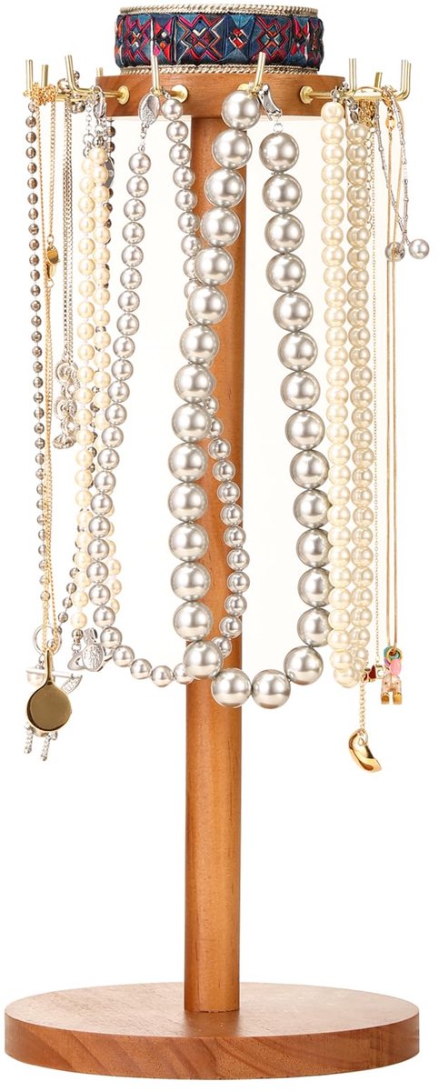 QIYILE Sieradenstandaard Sieradenorganizer Kettinghouder Houten sieradenhouder Toren Sieradenopslag voor ketting, armband en oorbellen