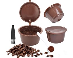 3 stuks koffiecapsules, herbruikbaar, Geschikt Geschikt voor Dolce Gusto Machine, navulbare koffiecapsules, koffiepads met koffielepel en reinigingsborstel
