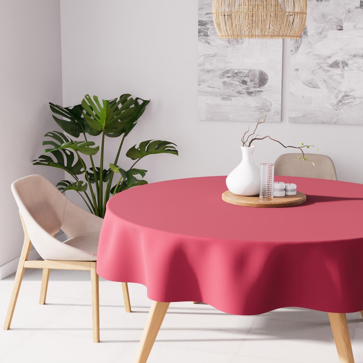 Okerkleurige zonnetafelkleed, roze, diameter 180 cm