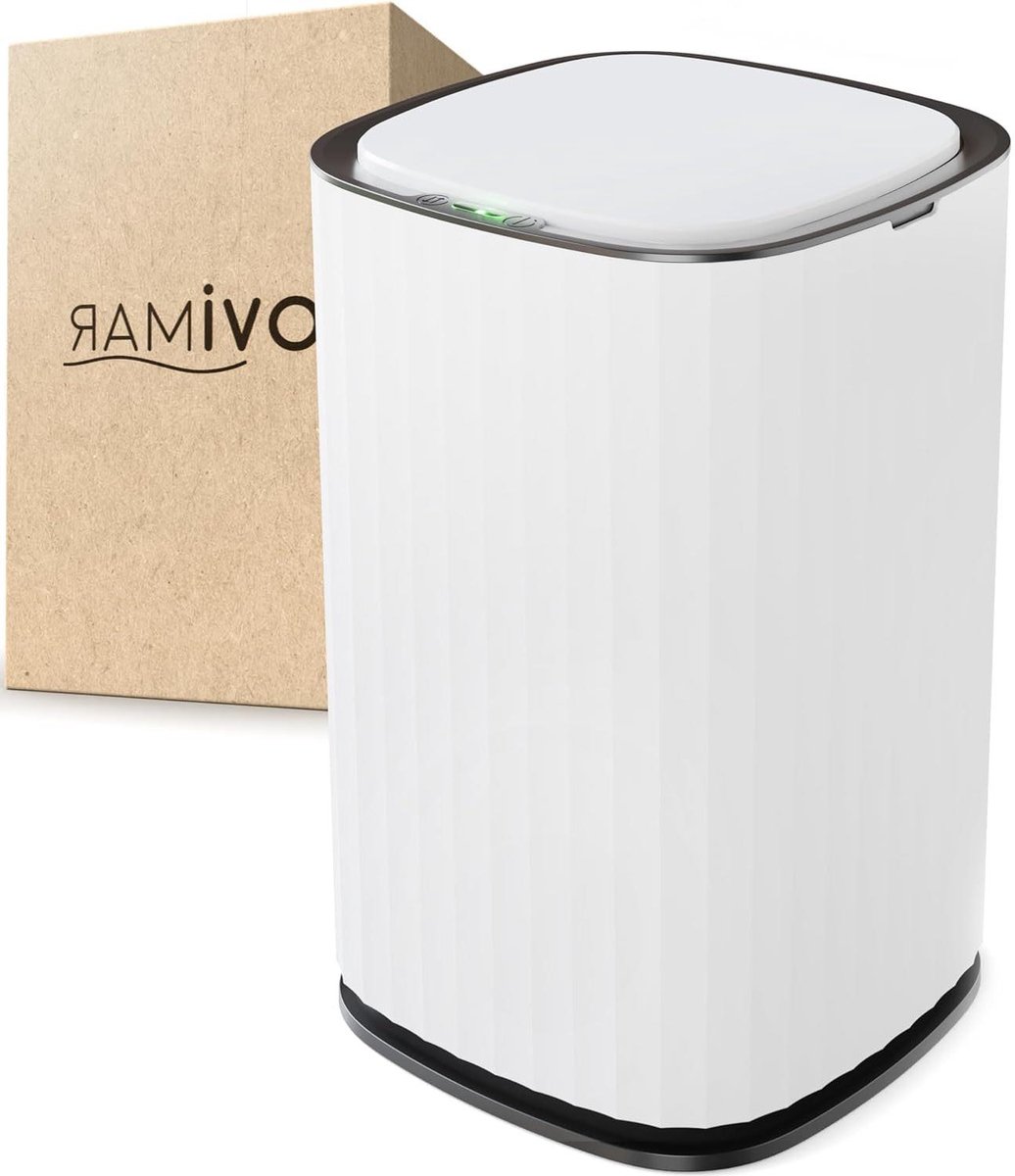 Goedkoopste Sensor Badeimer Senja | Schwarz | Kosmetikeimer beef | Eimer mit Deckel | 9l (Liter) - auch als Windeleimer | stylischer Mülleimer fürs Bad oder die (white oval