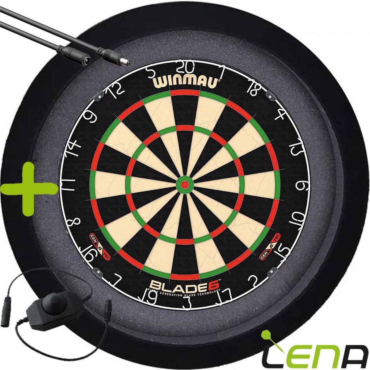 LENA Dartbordverlichting Basic (Zwart ) + Dimmer + Verlengkabel (2.5m1)