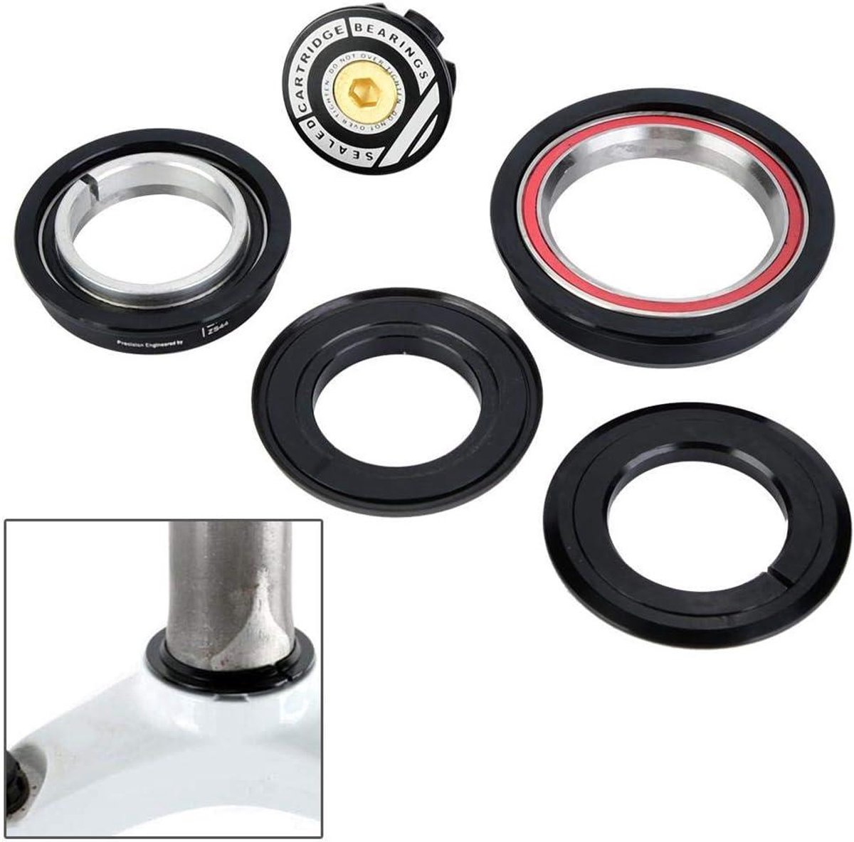 Allecto Plus - Fiets Headset Lager 4456ST Geleide Rechte Buis Vorkbuis voor Mountainbike en Racefiets