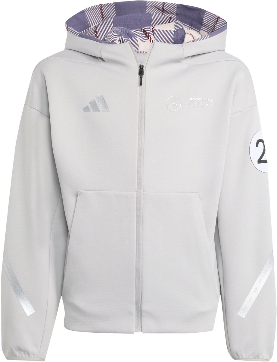 Adidas Performance Mercedes Amg Petronas Formula One Team Arrows Hoodie Met Lange Ritssluiting Kids Kinderen Grijs