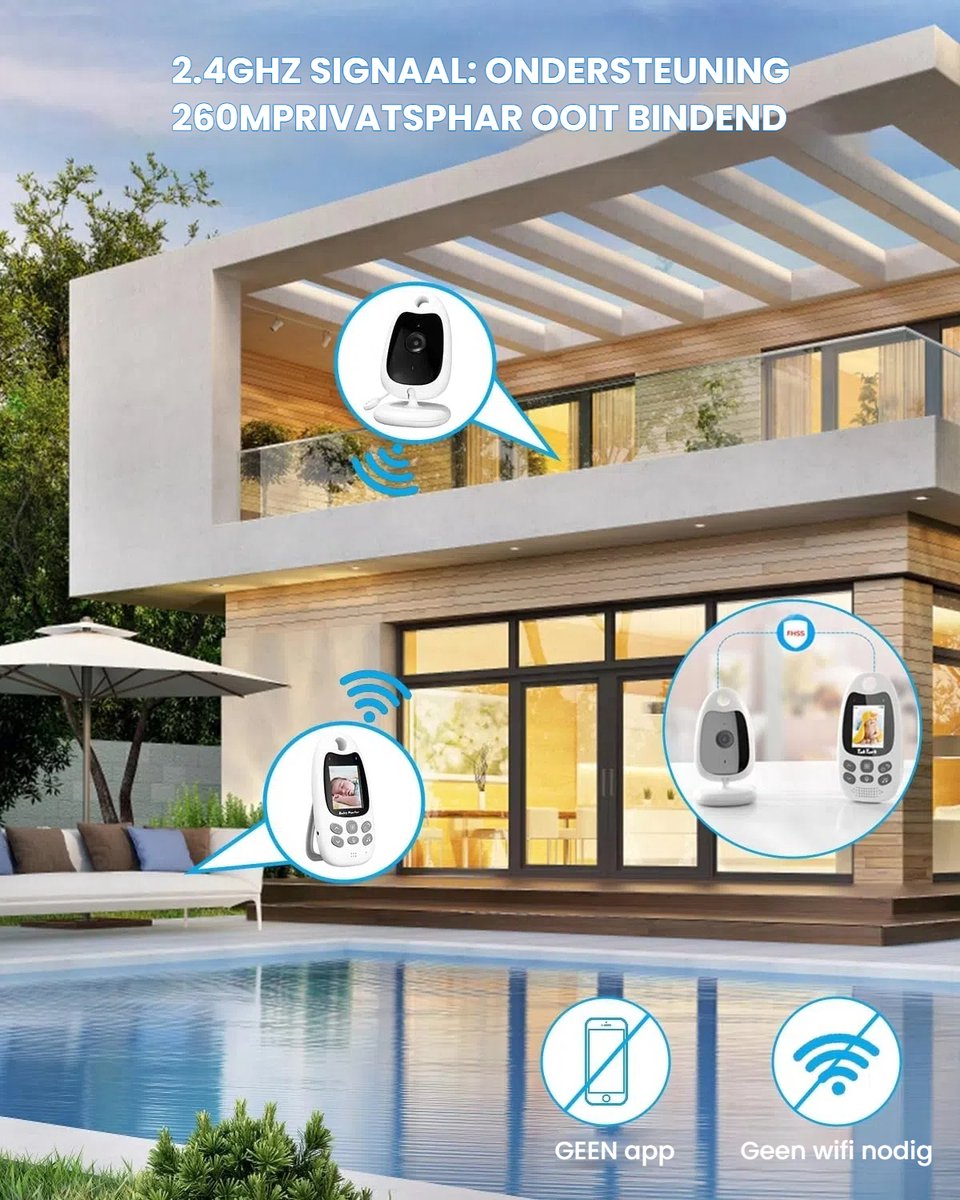 HIDALGO Draadloze Baby Monitor met HD Camera en Nachtzicht - afbeelding 3
