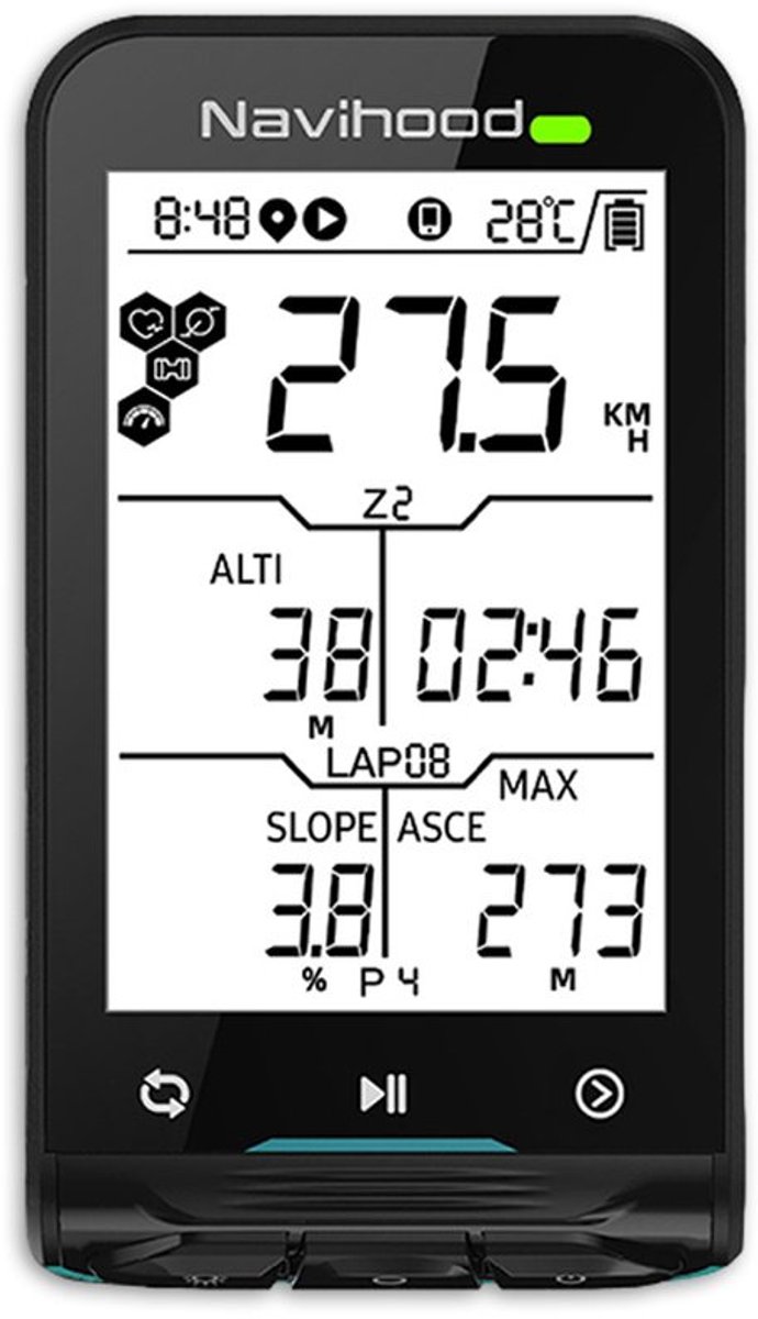 Meilan Fietscomputer GPS M2 - 266 gram - 2.4 inch - Wit/Zwart