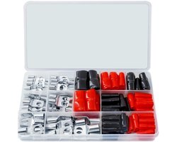 Kabelschoenset Auto - 140x buisvormige aansluitingen - 6mm²-25mm² - Met behuizingen - Accuverbinding - Voor voertuigen & boten - SC aansluitklemmen - Zilver - Mix maten - 140 stuks