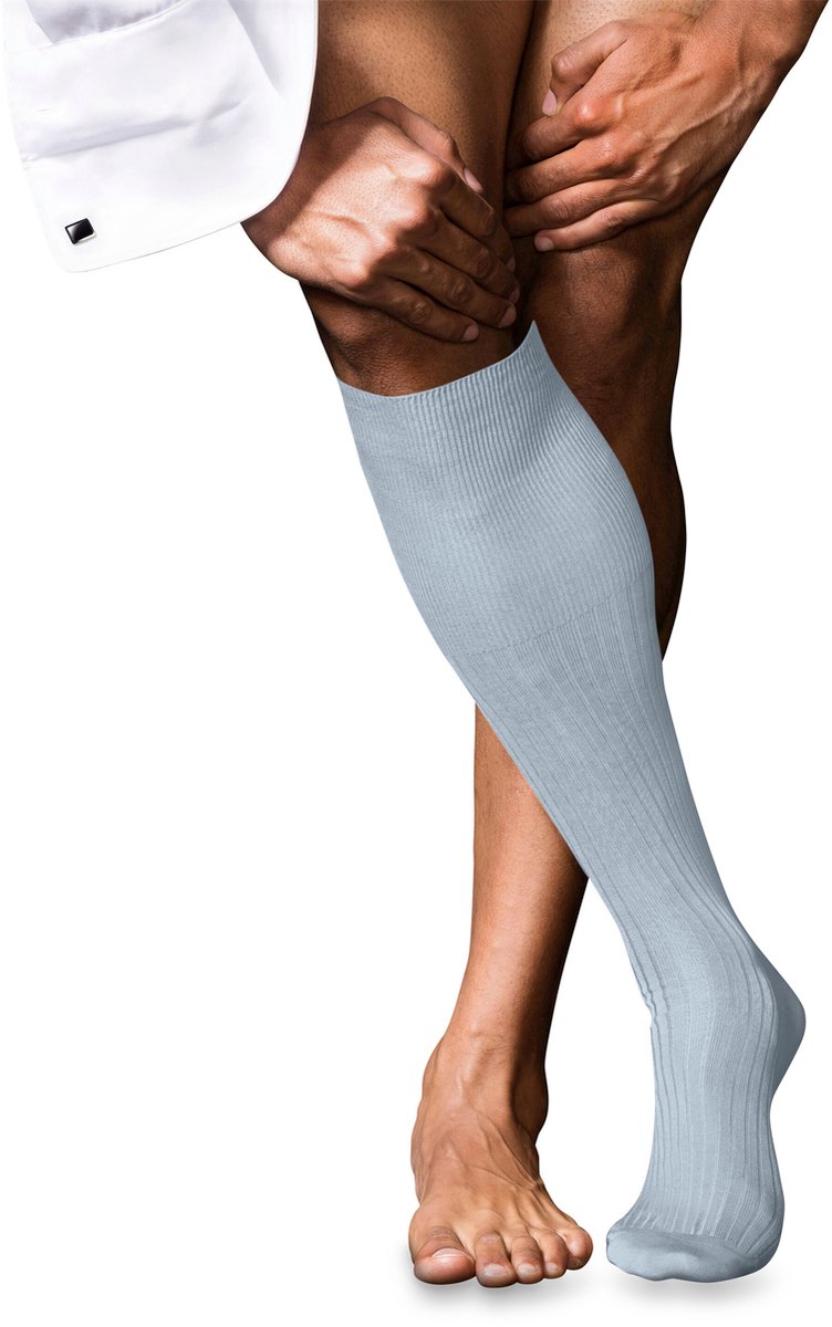 FALKE No. 10 Pure Fil d´Écosse hoogwaardig zijdeachtige glans katoen kniekousen heren blauw - maat 43-44