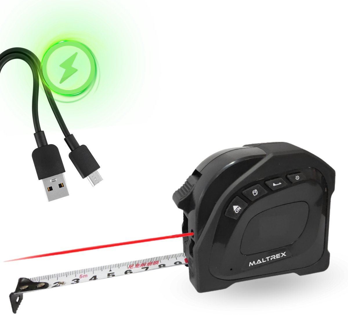 Maltrex Oplaadbare Laser Digitale Afstandsmeter & Rolmaat 40 meter + 5 Meter – Nauwkeurige Metingen