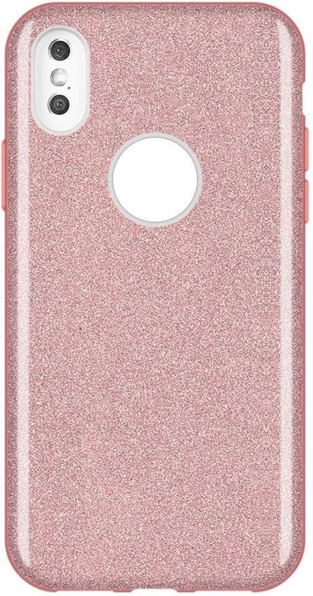 HB Hoesje Geschikt voor Apple iPhone XR - Roze - Glitter Back Cover
