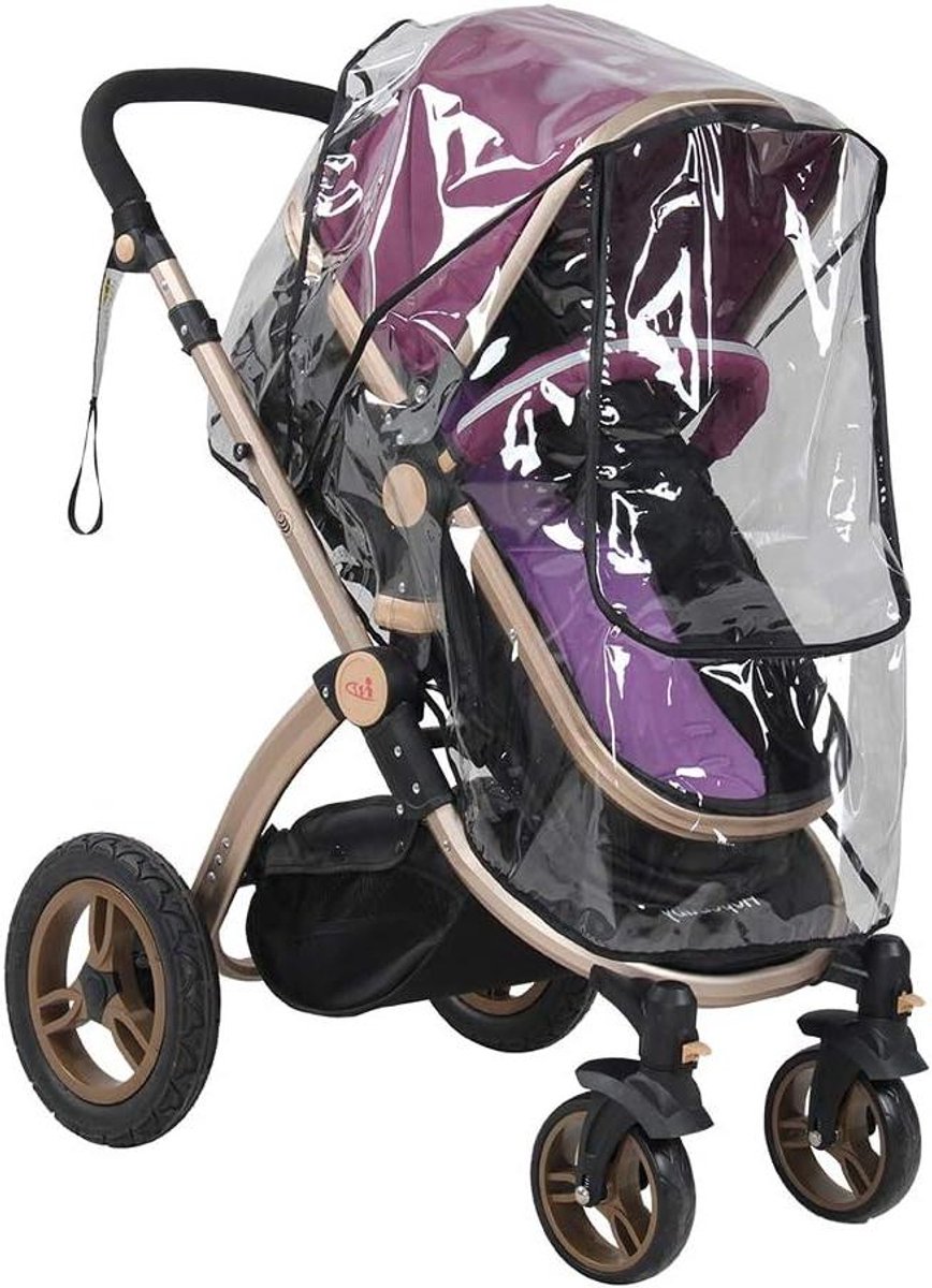 Allecto Plus - Regenhoes voor kinderwagen, transparant, stofbescherming, waterdicht, winddicht met kijkvenster, luchtcirculatie - Ideaal voor wandelwagen