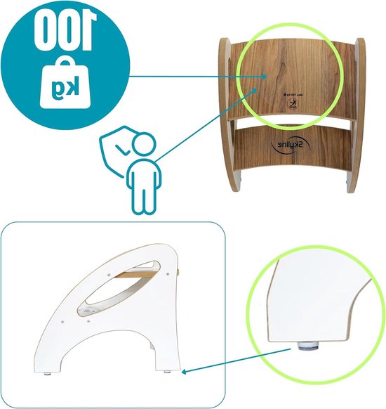 Holz Tritt hocker mit Aufbewahrung für Kinder Zweistufiger hölzerner Kleinkind h