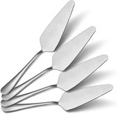 Cake Server Set - RVS Cake Knife en Server - Bruiloft Cake Cutter - Zilver - Pack van 4