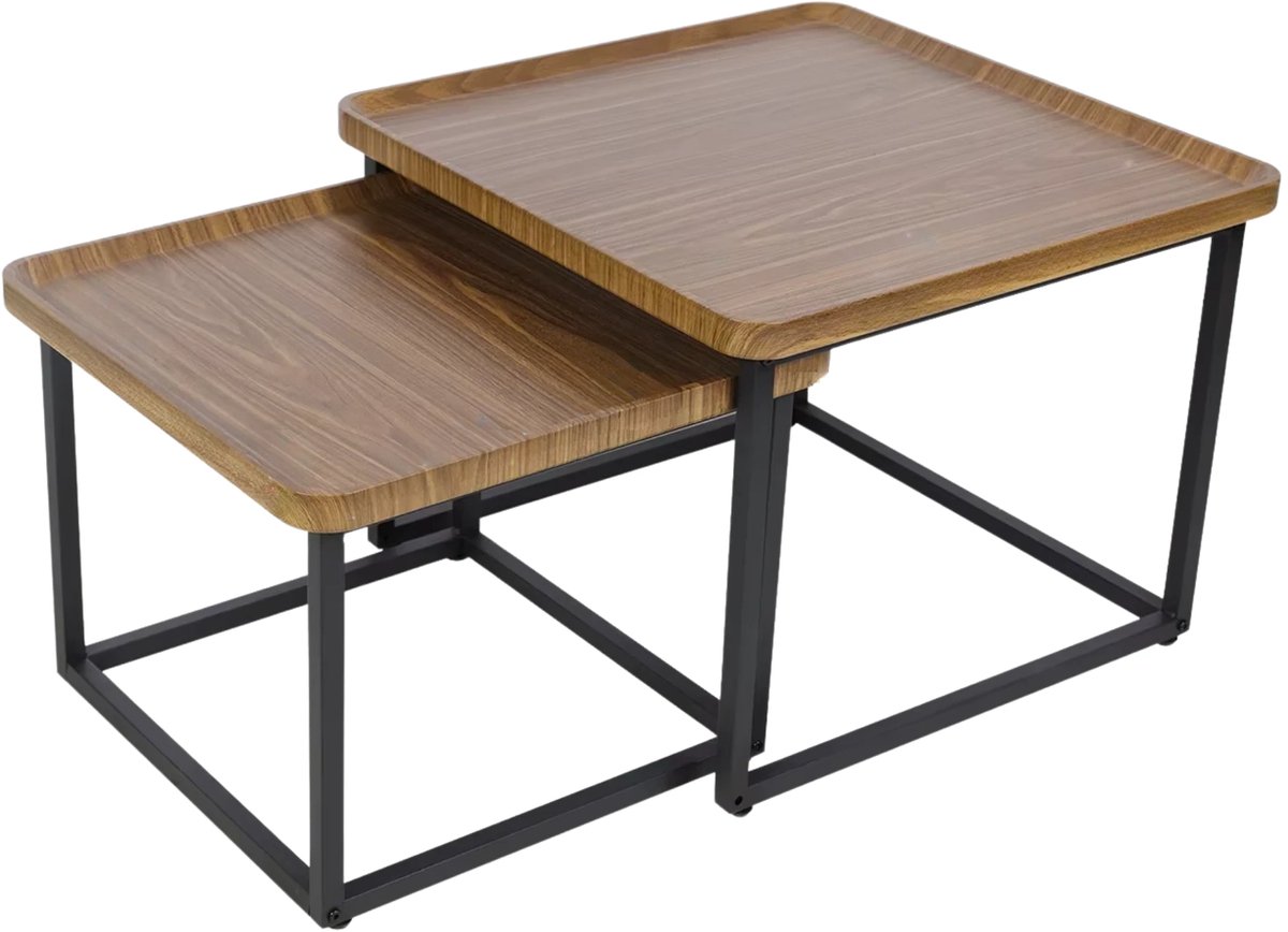Bolt Edge Salontafel Opluence - 2-Delig - Vierkant - Woonkamer - Bijzettafels Bruin