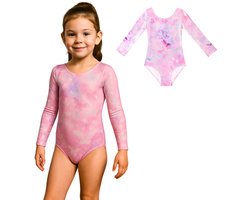 Roze turnpakje met lange mouwen en vlinderprint van Joya Kids