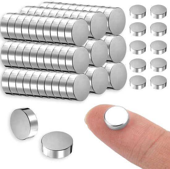 Allecto Plus - 100 Stuks Mini-Magneten 8 mm x 3 mm voor Knutselen, Koelkast, Magneetbord en Doe-Het-Zelf - Sterke Whiteboardmagneten - Set van 100 magneten