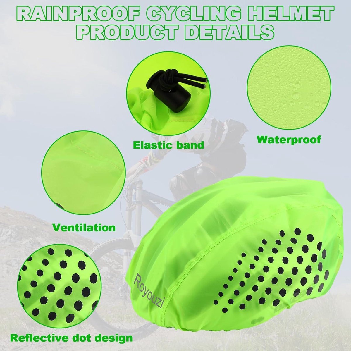 Allecto Plus - Helmhoes voor fiets met reflectie - Waterdicht - Set van 2 - Geschikt voor kinderfiets - Regenbescherming - Uniseks - Helm bescherming