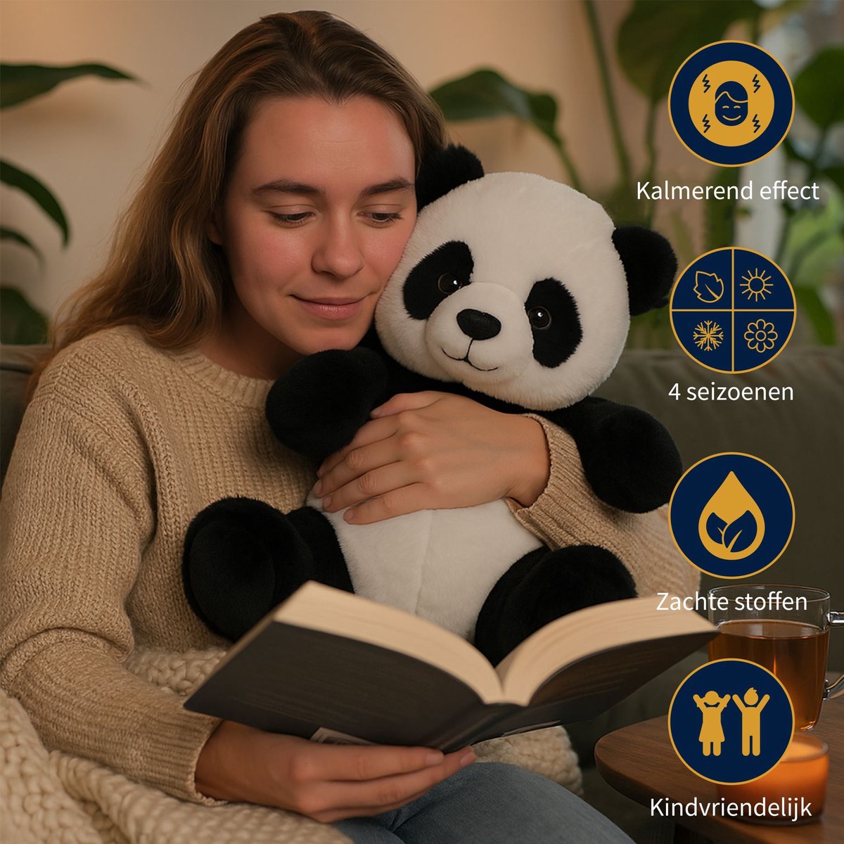 Latona Blanket® Verzwaringsknuffel panda - 1kg - 26 x 33cm - Verzwaarde knuffel - Weighted stuffed animal — afbeelding 4