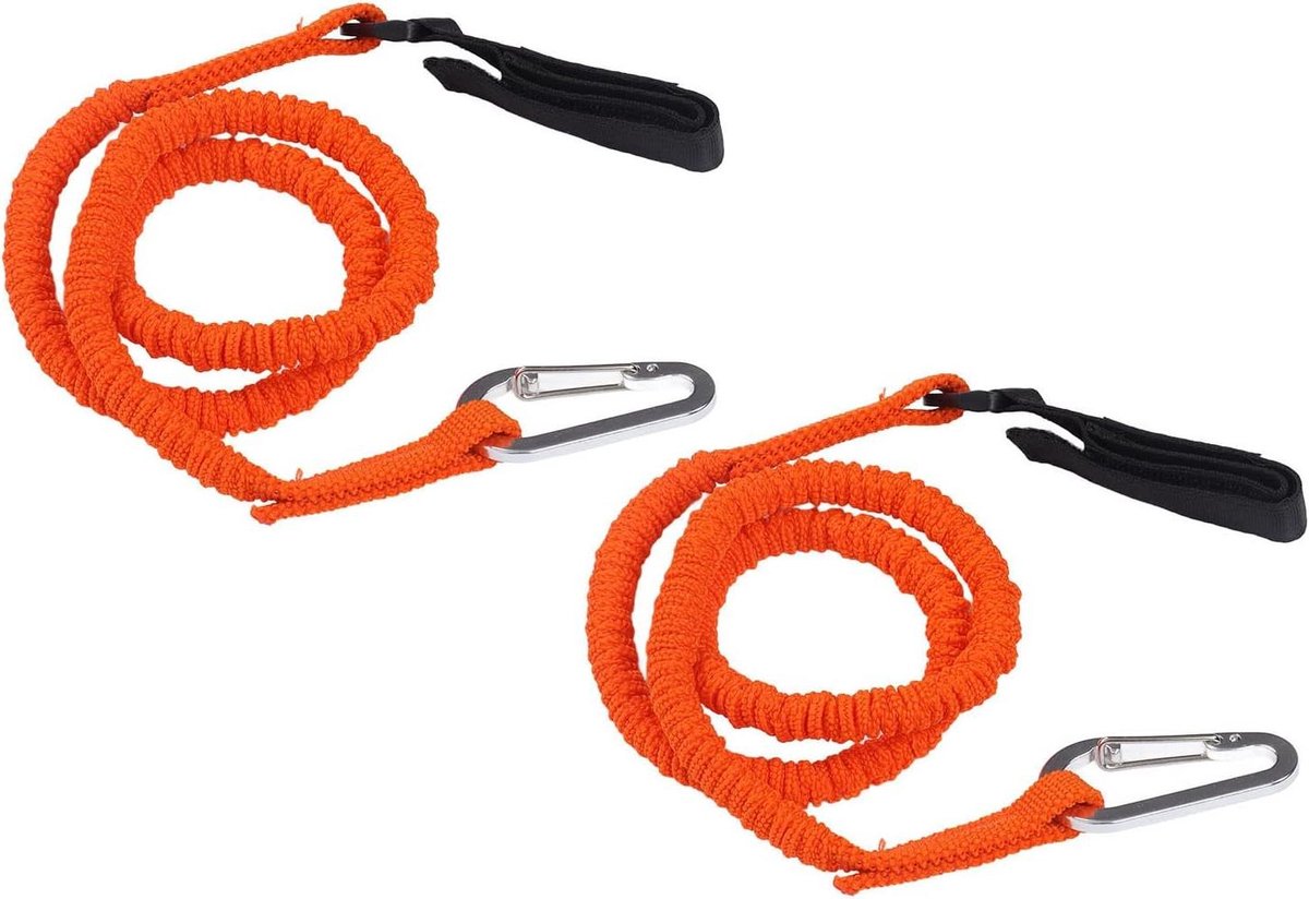 Allecto Plus - Elastische Kajak Peddel Leash in Oranje - Onbreekbare Kano Veiligheidslijn - Accessoires voor Vissen en Recreatievaart