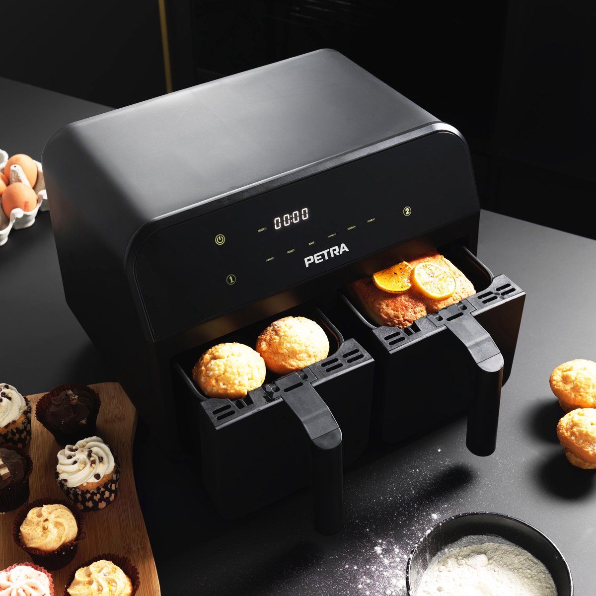 Afbeelding 3 van Petra Airfryer – Verwijderbare dubbele lades – Antiaanbaklaag – 7.4L