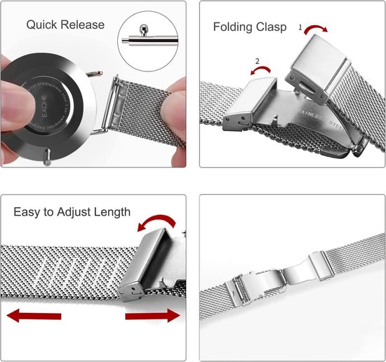 Mesh Geweven Quick Release Horlogeband Voor Mannen En Vrouwen Universeel Metaal Universele Horlogeband Geschikt Voor Fossiele En Seiko Horloge Band Sluiting Slimme Horloges Mesh Geweven